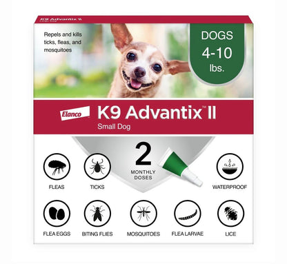 K9 Advantix ll tick and flea repellent small dog 2 monthly doses