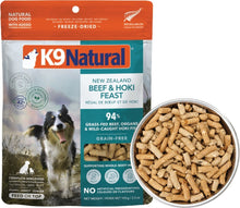 K9 Natural New Zealand beef and hoki feast feed or top 3.5 oz freeze dried dog food
