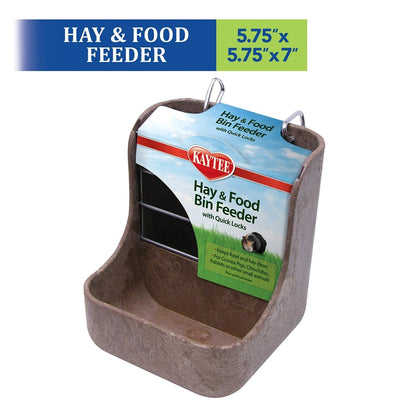 Kaytee Hay & Food Bin Feeder With Quick Locks For Pet Rabbits - Chinchillas - Guinea Pigs and Other Small Animals - 5.75 inches x 6 inches x 7 inches - dog bowl feeder - 045125619225