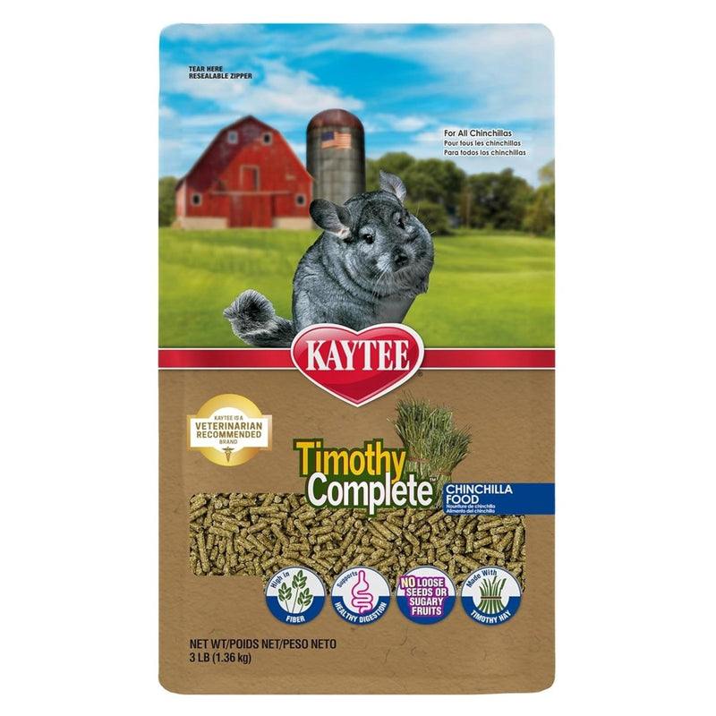 Kaytee Timothy Complete Pet Chinchilla Food, 3 Pound - small animal food - 071859435008