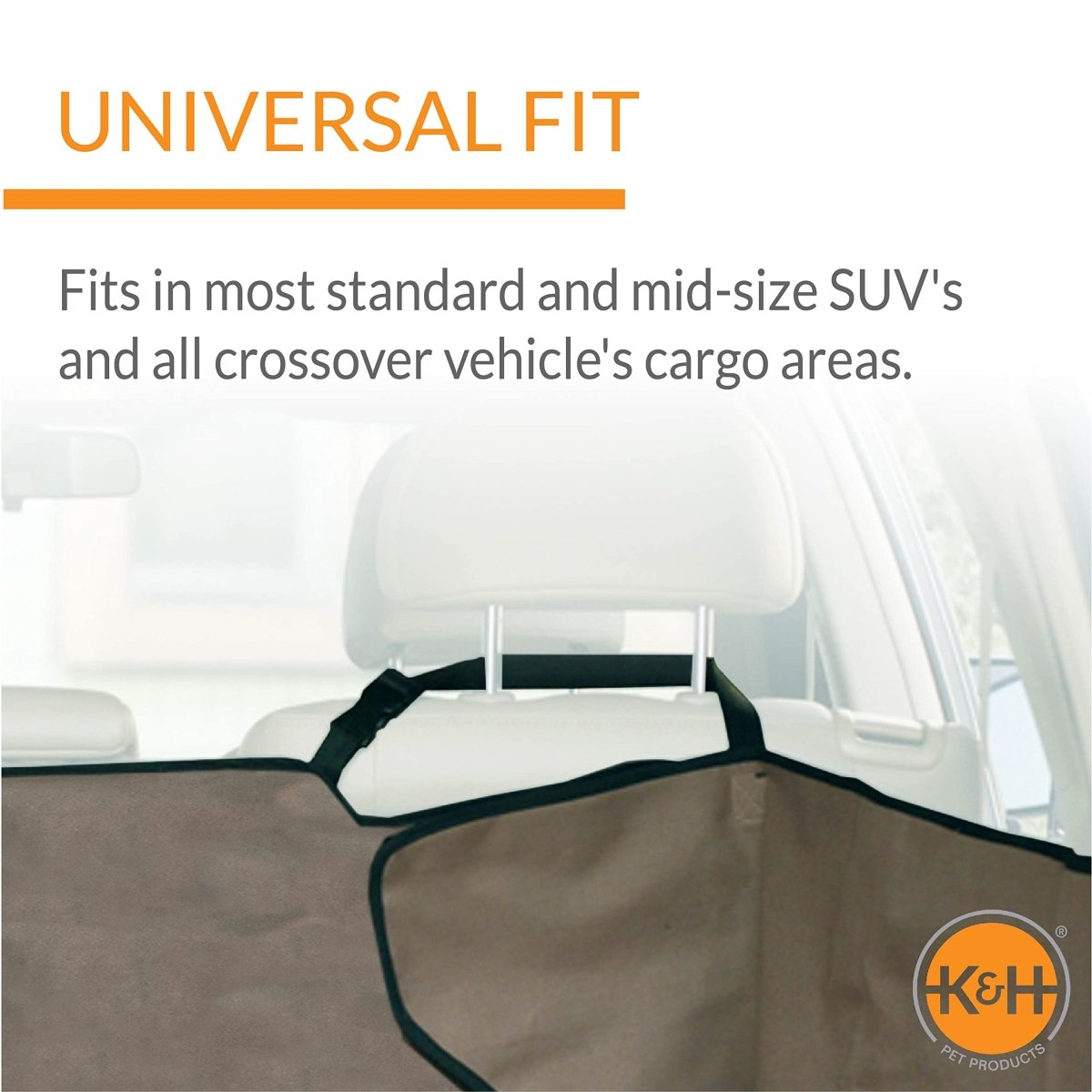 K&H Pet Products Bolster Cargo Cover Tan - Medium Size Vehicle - 54 Inches Standard - 655199078820