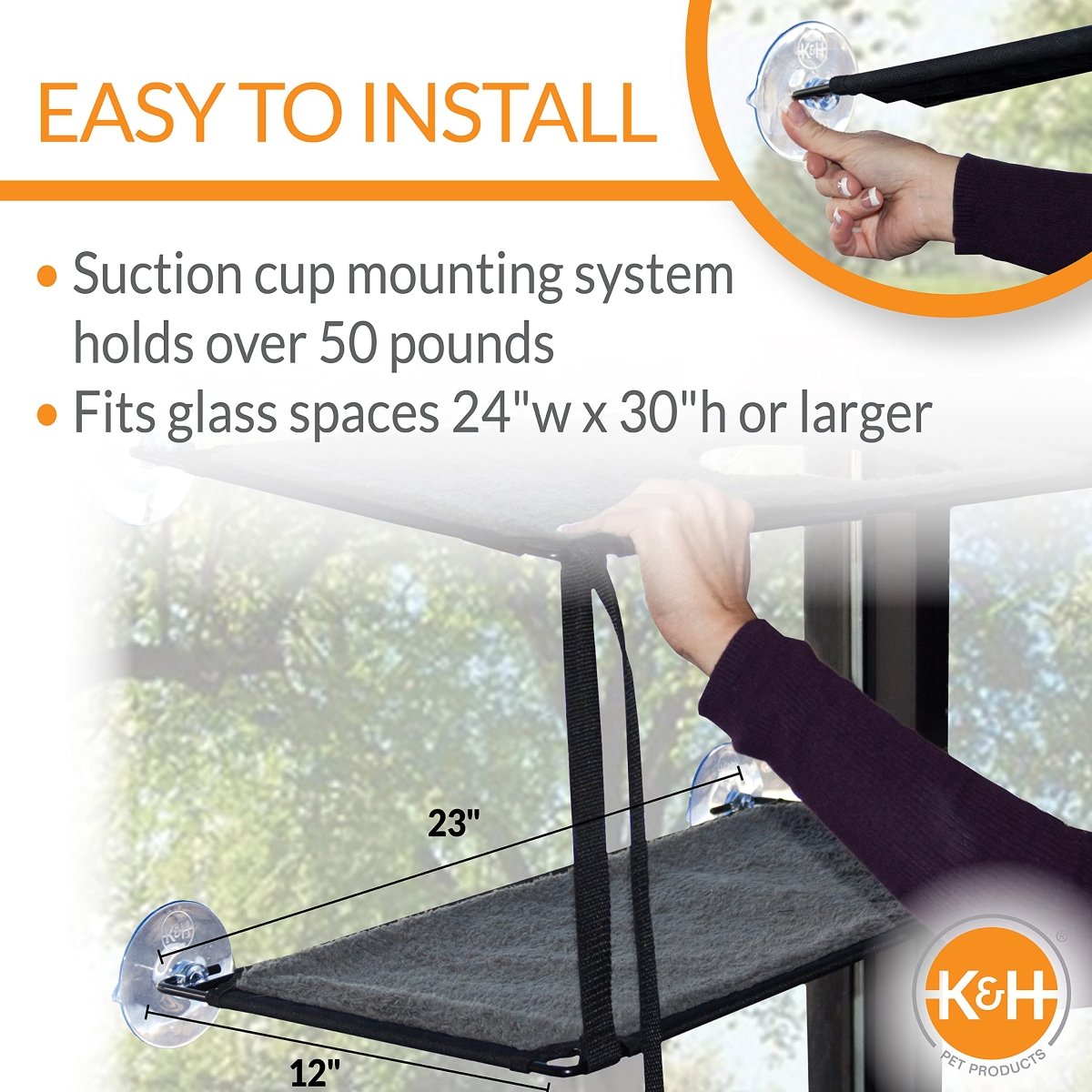 K&H Pet Products EZ Mount Window Sill Cat Bed - for Large Cats - Double Stack Gray - 655199090921