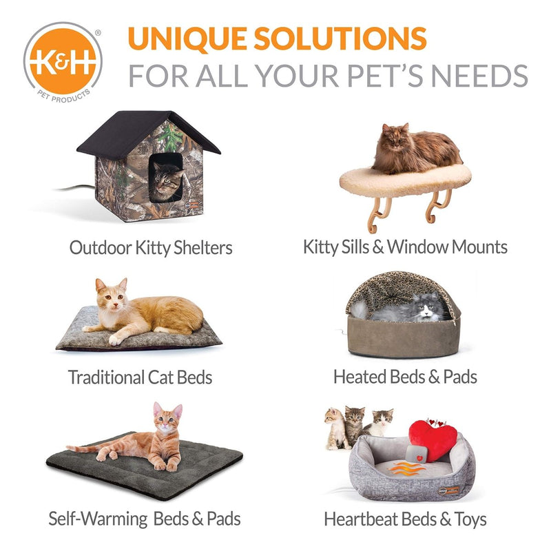 K&H Pet Products Self - Warming Kitty Bed Hooded Pet Bed for Cats and Dogs - Tan Large - 20 Inches - 655199029976