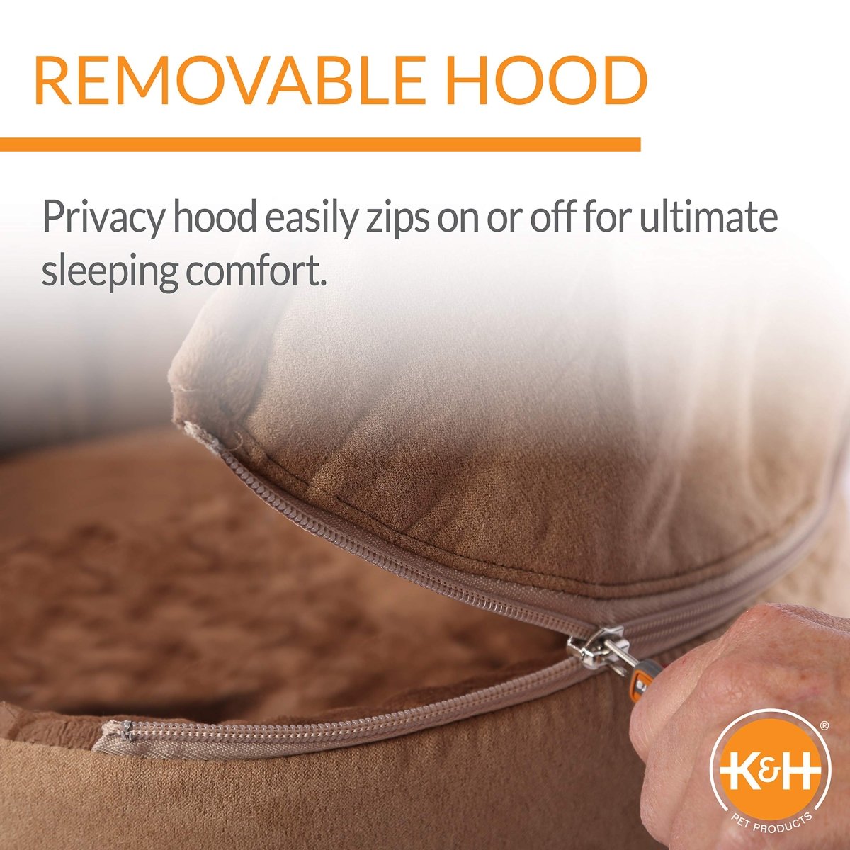 K&H Pet Products Self - Warming Kitty Bed Hooded Pet Bed for Cats and Dogs - Tan Large - 20 Inches - 655199029976