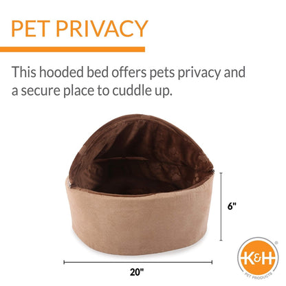 K&H Pet Products Self - Warming Kitty Bed Hooded Pet Bed for Cats and Dogs - Tan Large - 20 Inches - 655199029976