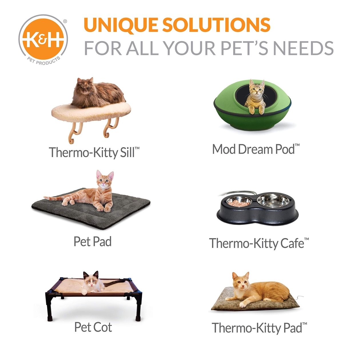 K&H Pet Products Thermo - Kitty Bed Heated Cat Bed - Large 20 Inches - Sage, Tan - 655199031948