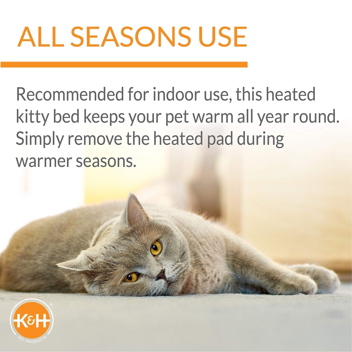 K&H Pet Products Thermo - Kitty Bed Heated Cat Bed - Large 20 Inches - Sage, Tan - 655199031948