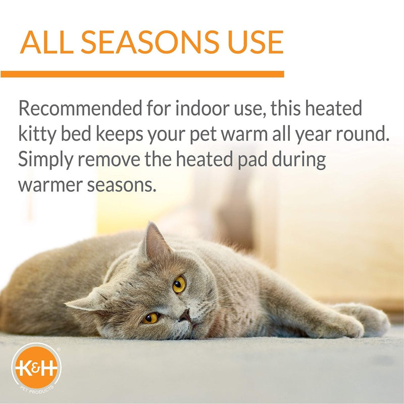 K&H Pet Products Thermo - Kitty Bed Heated Cat Bed - Large 20 Inches - Sage, Tan - 655199031948