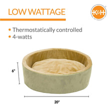 K&H Pet Products Thermo - Kitty Bed Heated Cat Bed - Large 20 Inches - Sage, Tan - 655199031948