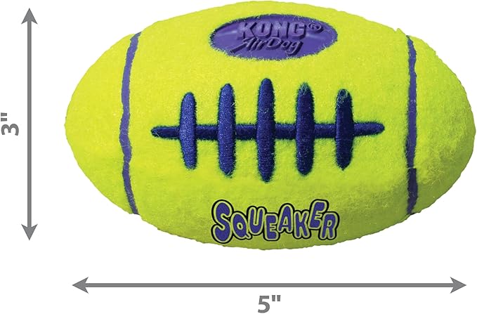 KONG - AirDog Squeaker Football - Squeaky Bounce and Fetch Toy, Tennis Ball Material - For Medium Dogs