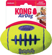 KONG - AirDog Squeaker Football - Squeaky Bounce and Fetch Toy, Tennis Ball Material - For Medium Dogs