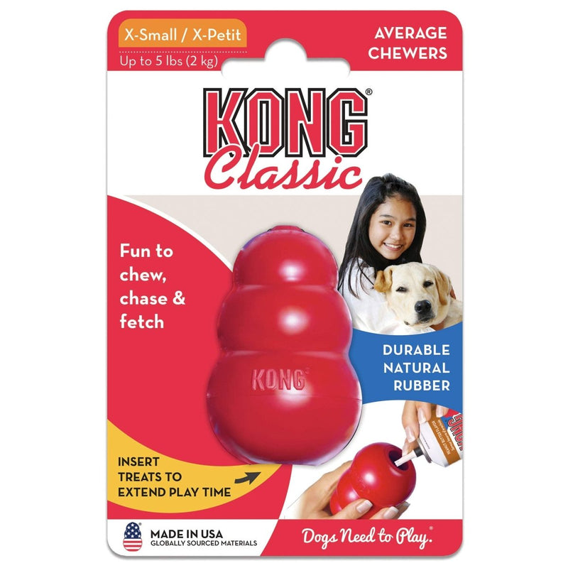 KONG - Classic Dog Toy, Durable Natural Rubber - Fun to Chew, Chase & Fetch - for Extra Small Dogs - 035585125008