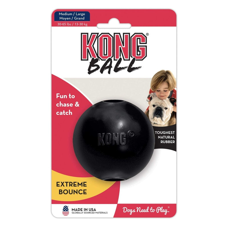 KONG – Extreme Ball – Hundespielzeug aus Robustem Kautschuk für Besonders Kräftiges Kauen, Schwarz – Für Mittelgroße/Große Hunde - 035585181134