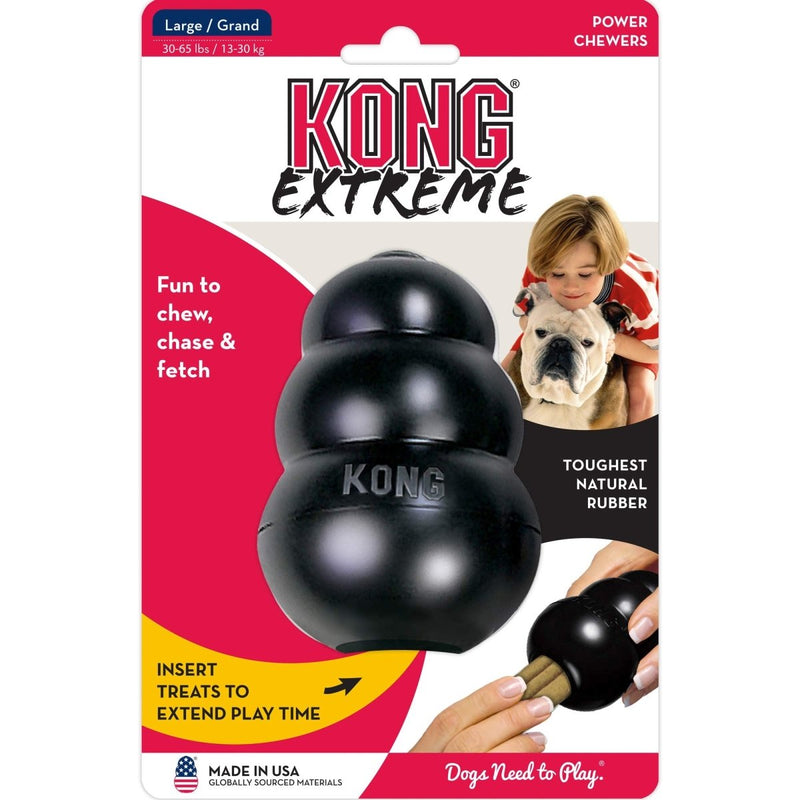 KONG - Extreme Dog Toy - Toughest Natural Rubber, Black - Fun to Chew, Chase and Fetch - for Large Dogs - 035585111124