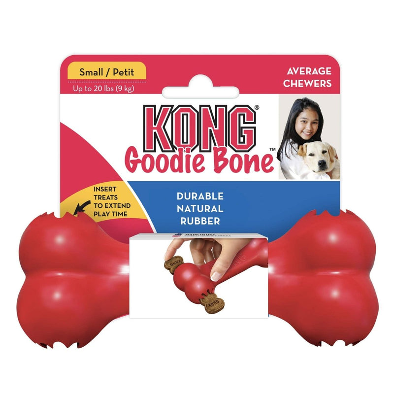 KONG Goodie Bone - Rubber Dog Toy - Dental Dog Toy for Teeth & Gum Health - Durable Dog Chew Toy - Hard Rubber Bone for Dogs - Fillable Toy for Dispensing Treats - Small Dogs - 035585780108