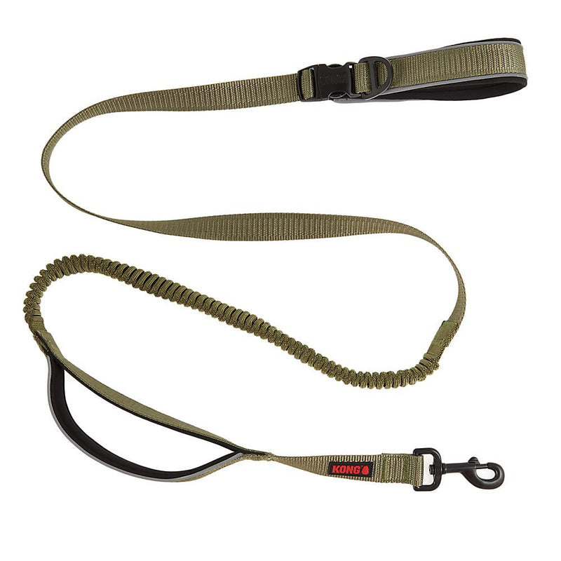 KONG Reflective Shock Absorbing Hands - Free Bungee Dog Leash - 6' - Green - dog leash - 737257983571