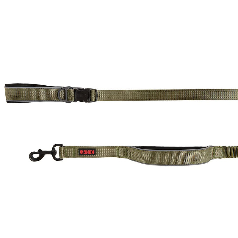 KONG Reflective Shock Absorbing Hands - Free Bungee Dog Leash - 6' - Green - dog leash - 737257983571