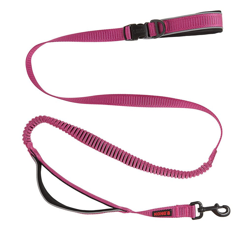 KONG Reflective Shock Absorbing Hands - Free Bungee Dog Leash - 6' - Pink - dog leash - 737257983588