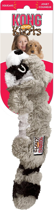 Kong scrunch knots dog toy plush rope tug dog raccoon squeaky medium