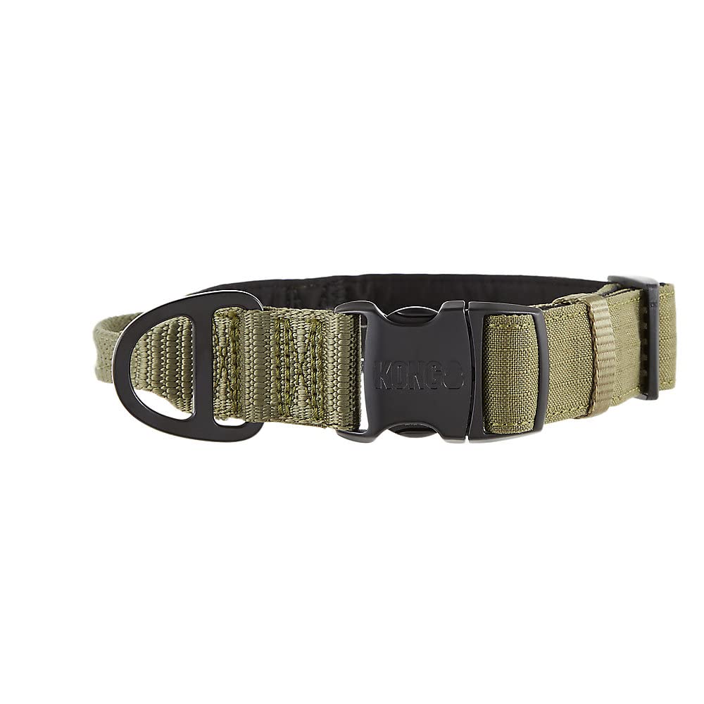 Kong Ultra Durable Padded Comfort Handle Dog Collar (Large, Green)