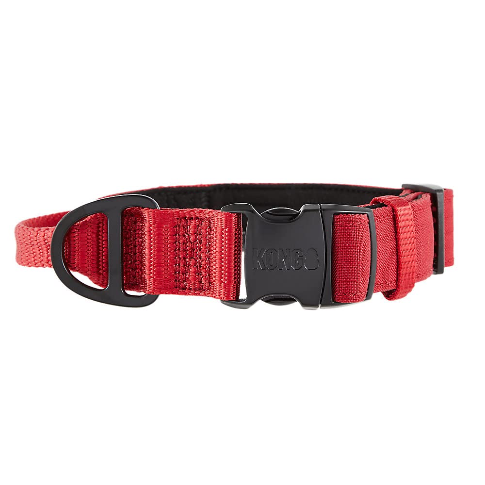 KONG Ultra Durable Padded Comfort Handle Dog Collar - Large - Red - dog collar - 737257983106