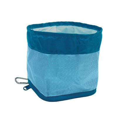 Kurgo Zippy Bowl, Collapsible Travel Dog Bowl, Pet Food & Hiking Water Bowl, Machine Washable Bowl For Dogs, Travel Accessories For Pets, Bpa Free, Carabiner ,Blue
