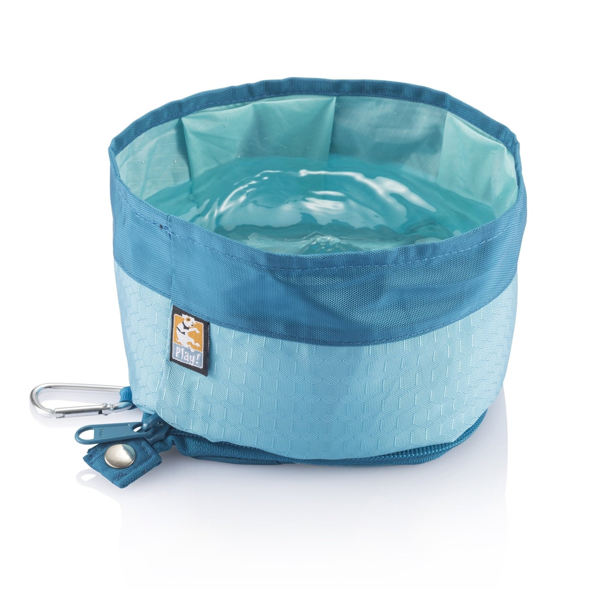 Kurgo Zippy Bowl, Collapsible Travel Dog Bowl, Pet Food & Hiking Water Bowl, Machine Washable Bowl For Dogs, Travel Accessories For Pets, Bpa Free, Carabiner ,Blue