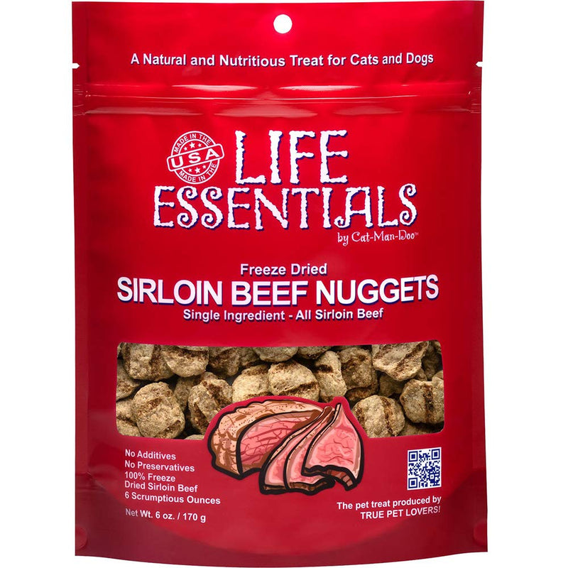 LIFE ESSENTIALS By Cat Man Doo Freeze Dried Sirloin Beef - Sirloin Beef & Cheese Nugget Dog & Cat Treats - 3 oz - 6 oz - dry cat food - 705105945125