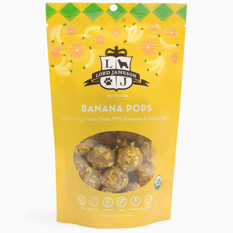 Lord Jameson Banana Pops Organic Dog Treats, Organic Dog Treats Made with Real Bananas, 6 oz. Bag - 679628445397