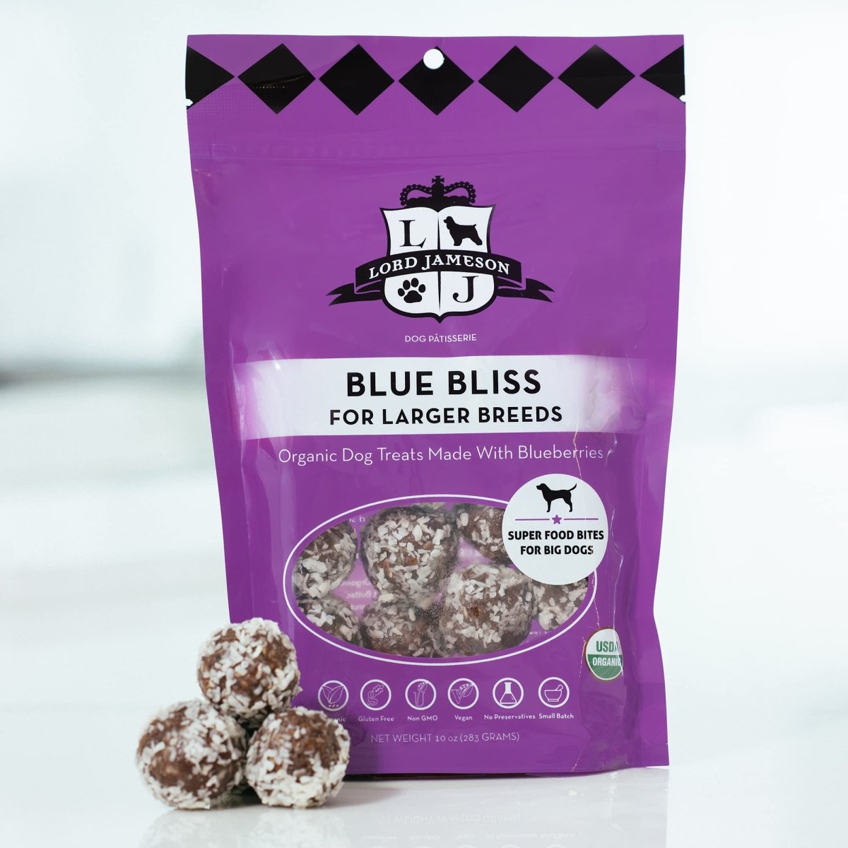 Lord Jameson Blue Bliss Large Breed Organic Dog Treats, Organic Dog Treats Made with Real Blueberries, 10 oz. Bag - 794712536918