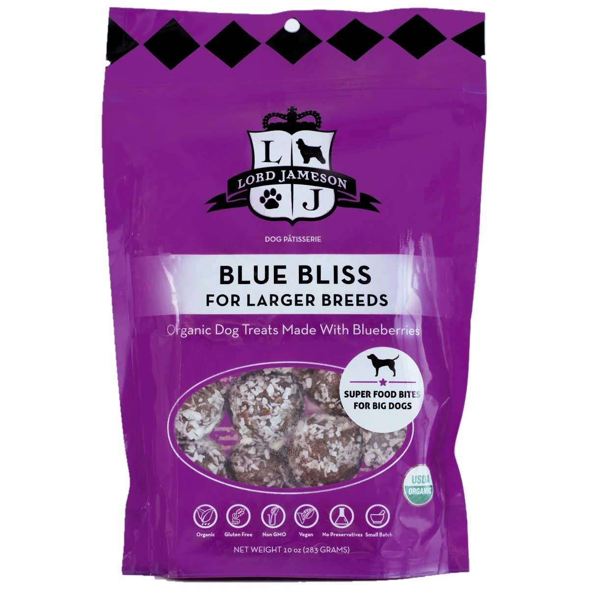 Lord Jameson Blue Bliss Large Breed Organic Dog Treats, Organic Dog Treats Made with Real Blueberries, 10 oz. Bag - 794712536918