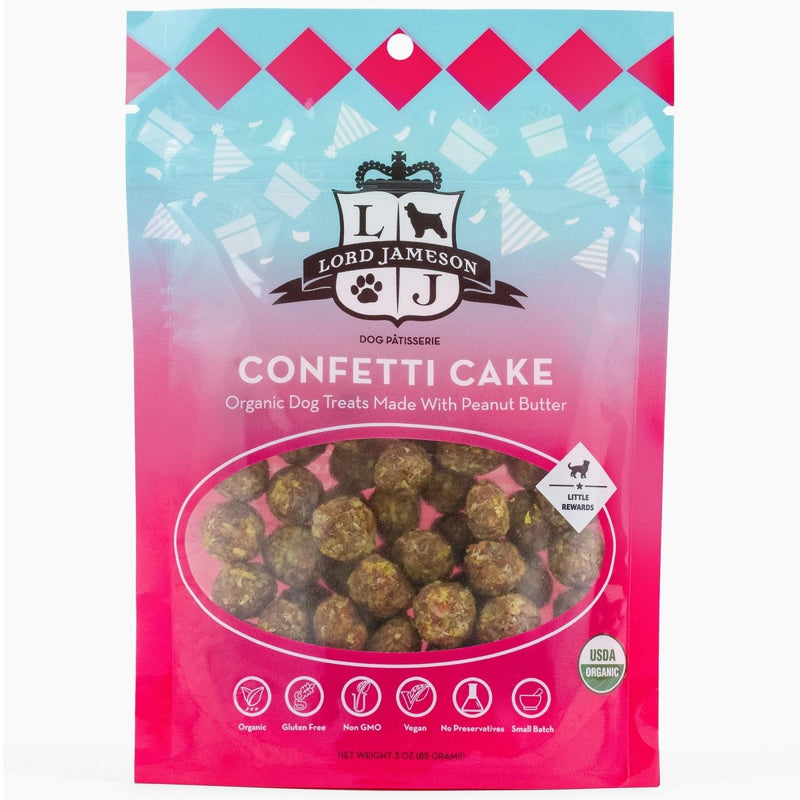 Lord Jameson: Confetti Cake 3oz - Small Breed Dog Treats - Soft & Chewy, PB & Coconut Flavor, Training & Little Reward - 679628445403