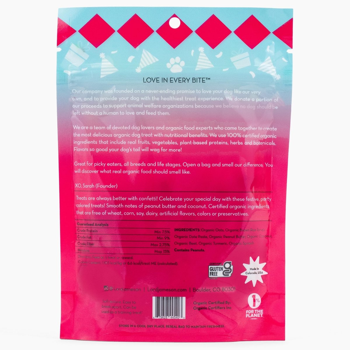 Lord Jameson: Confetti Cake 3oz - Small Breed Dog Treats - Soft & Chewy, PB & Coconut Flavor, Training & Little Reward - 679628445403