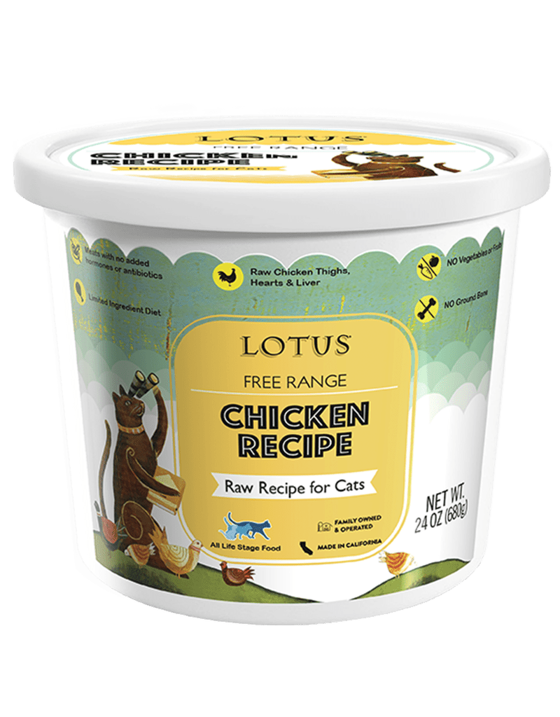 Lotus free range chicken raw for cats 25oz