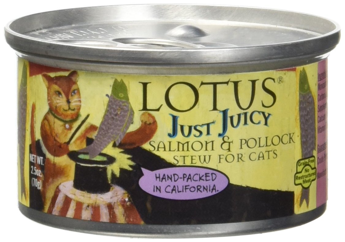 Lotus Just Juicy Grain - Free Salmon and Pollock Stew Cat Food - 2.5 oz