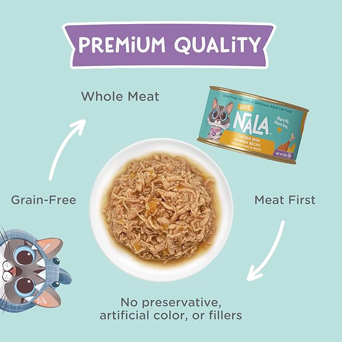 Love nala chicken with pumpkin recipe flaked dinner in broth wet canned cat food 2.8oz