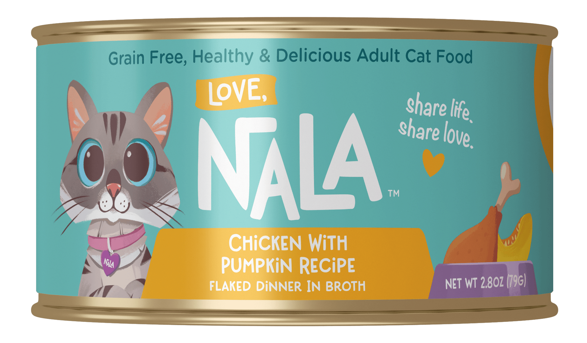 Love nala chicken with pumpkin recipe flaked dinner in broth wet canned cat food 2.8oz
