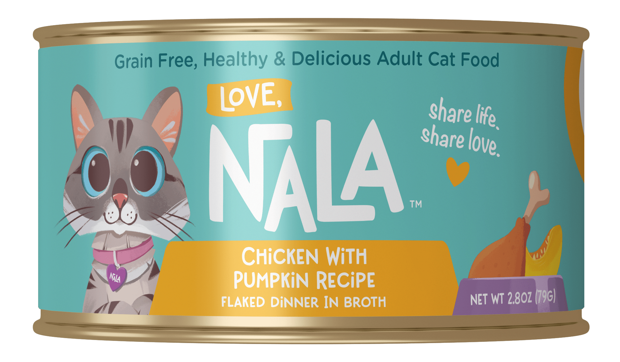 Love nala chicken with pumpkin recipe flaked dinner in broth wet canned cat food 2.8oz