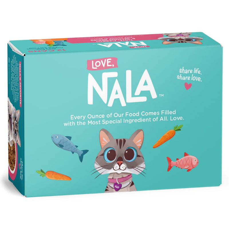 LOVE, NALA - Natural Adult Cat Wet Food - Pate Tuna, Carrot, & Salmon Recipe - Grain Free - Non - GMO - Digestive Fiber Blend - Minerals - Vitamins - 12 Pack - 2.4 lbs - cat food - 810113200255