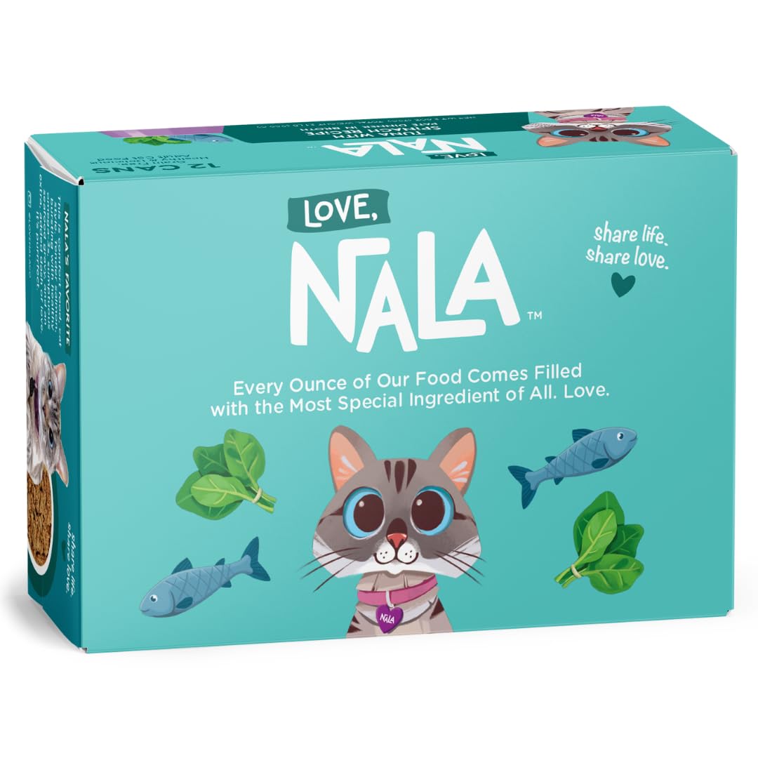 LOVE, NALA Natural Adult Cat Wet Food - Pate Tuna with Spinach Recipe - Grain Free - Added Minerals & Vitamins - 12 Pack - 2.4 lbs - cat food - 810113200231