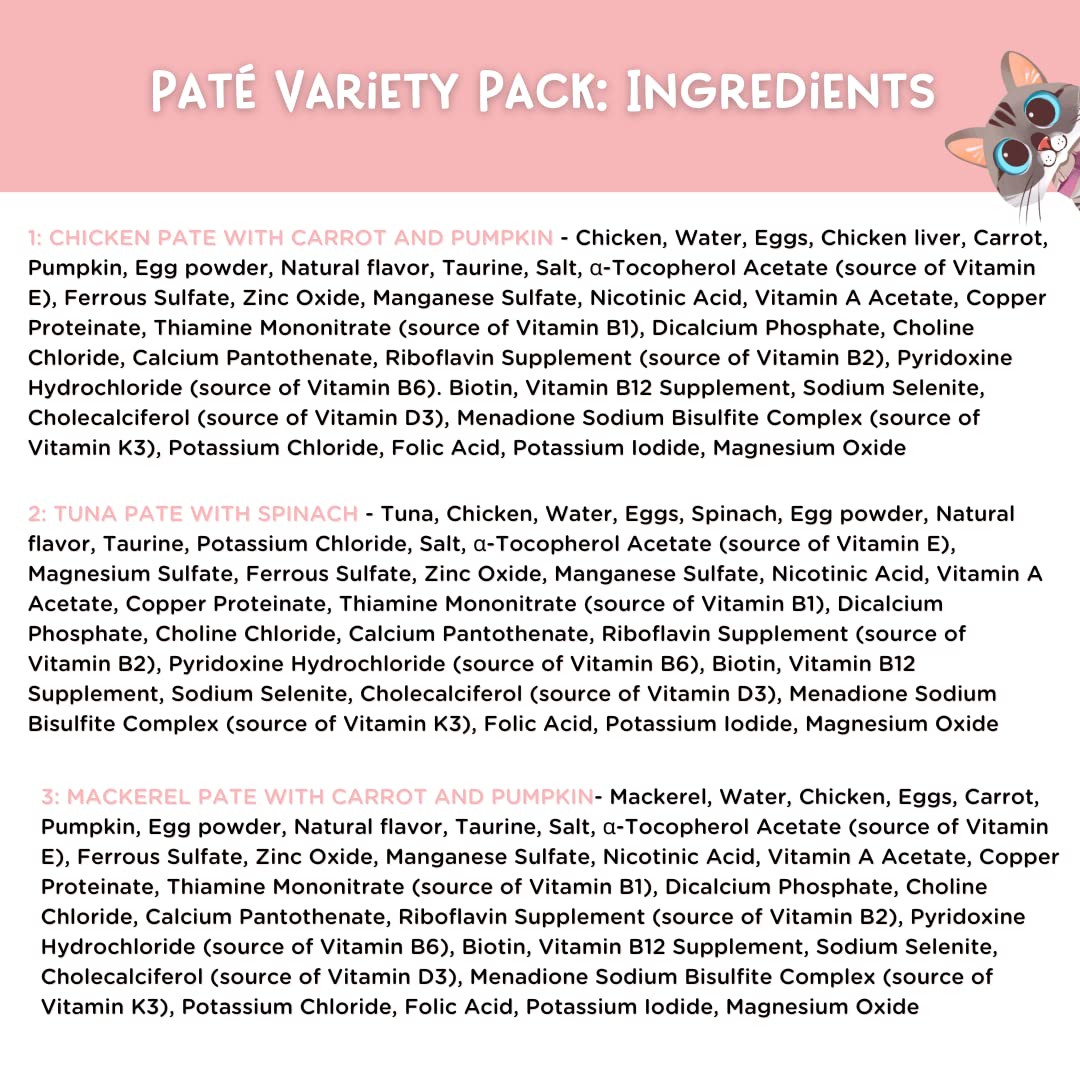 Love, Nala Natural Adult Cat Wet Food - Pâté Variety Pack (Tuna, Chicken, Mackerel) - 2.4 lbs