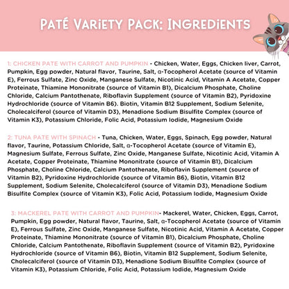 Love, Nala Natural Adult Cat Wet Food - Pâté Variety Pack (Tuna, Chicken, Mackerel) - 2.4 lbs