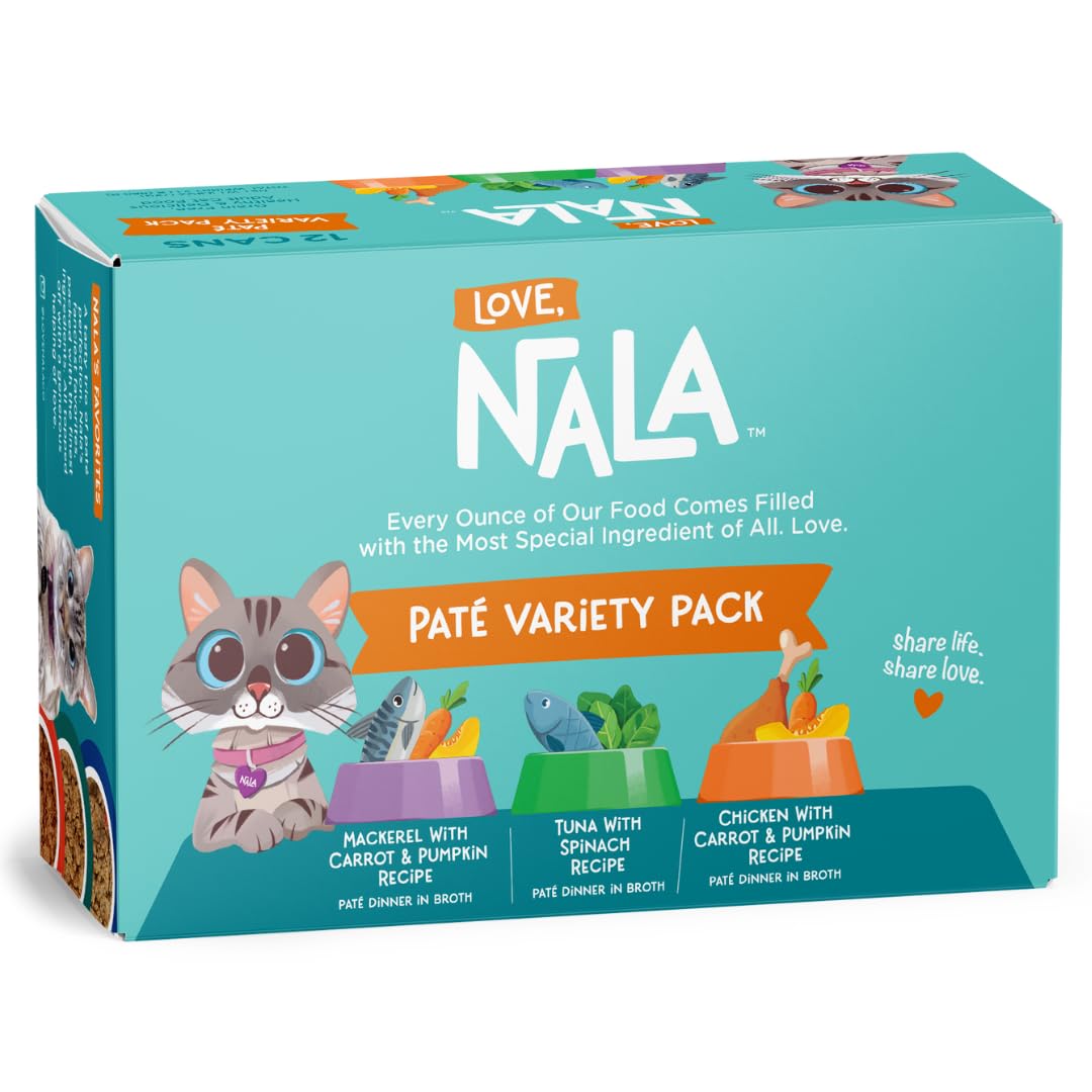 Love, Nala Natural Adult Cat Wet Food - Pâté Variety Pack (Tuna, Chicken, Mackerel) - 2.4 lbs
