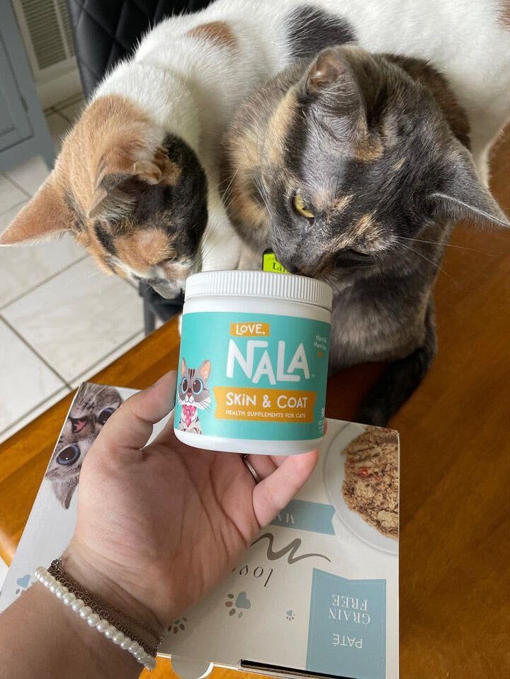 Love, Nala - Skin And Coat Supplement For Cats - 90 Tasty Soft Chews - Omega 3 Fish Oil, Biotin, Vitamin E Supports Skin & Fur Health - 3.2 Oz