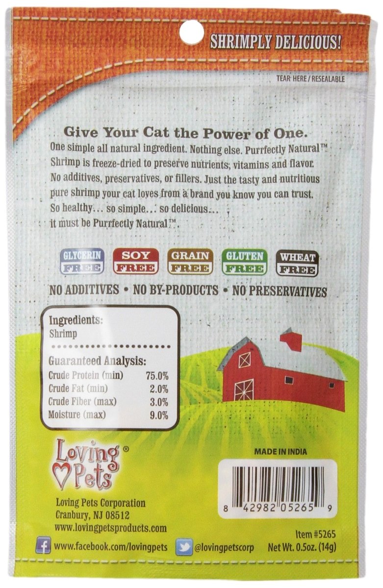 Loving Pets Purrfectly Natural Freeze Dried Shrimp Treats For Cats, 0.5 - Ounce - 842982052659