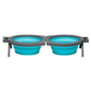 Loving Pets Travel Double Diner Dog Bowl - Blue - Medium - dog bowl - 842982079922