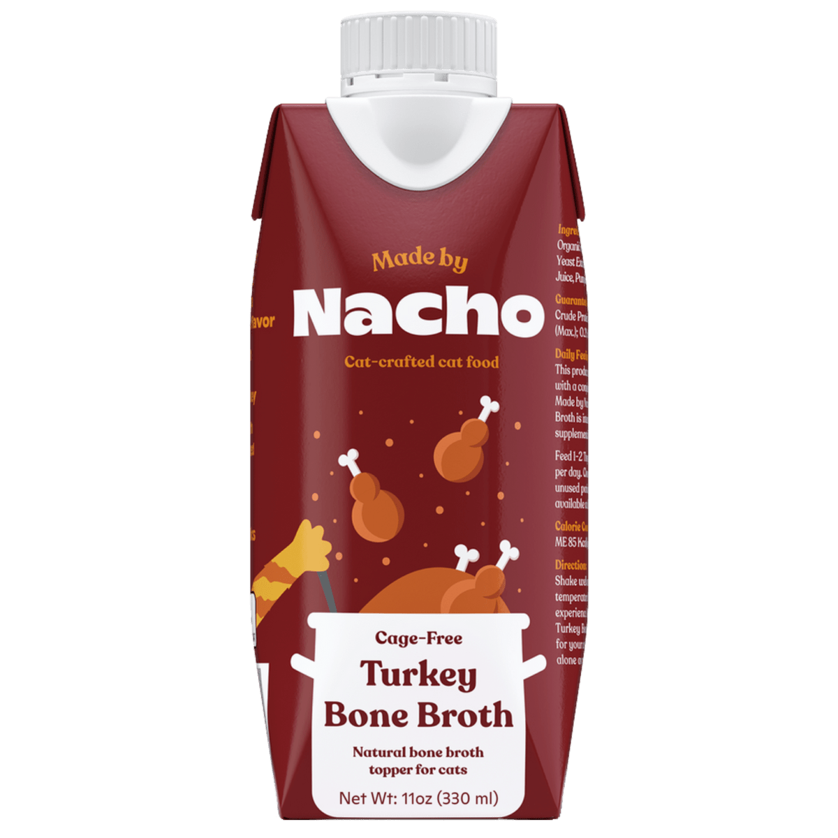 Made by nacho cage free Turkey bone broth 11oz cat bone broth topper
