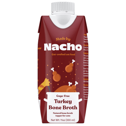 Made by nacho cage free Turkey bone broth 11oz cat bone broth topper