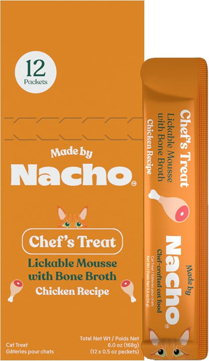 Made by nacho lickable mousse with bone broth cat treats 12pk
