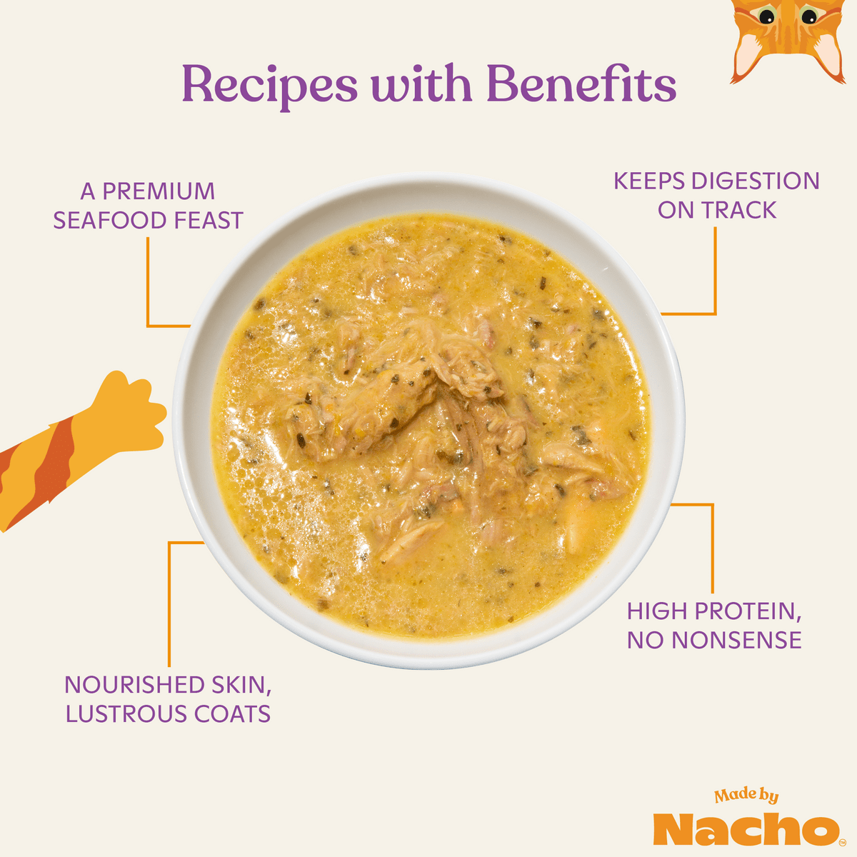 Made by nacho tuna & rainbow trout recipe with bone broth flaked canned cat food 3oz